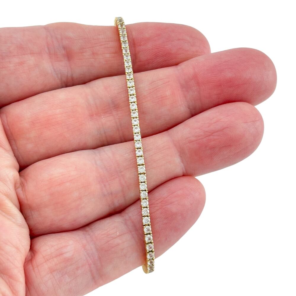 Vintage Sterling Silver 925 White Sapphire Tennis Bracelet 7"